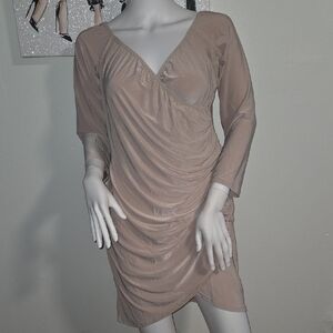 PrettyLittleThing Beige Long Sleeve Dress